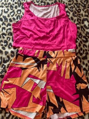 Women’s Pink & Orange Printed Romper